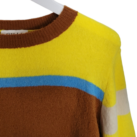 G.I.L.I Got It Love It Yellow Stripe Crew Neck Sweater - Size S - Picture 5 of 6
